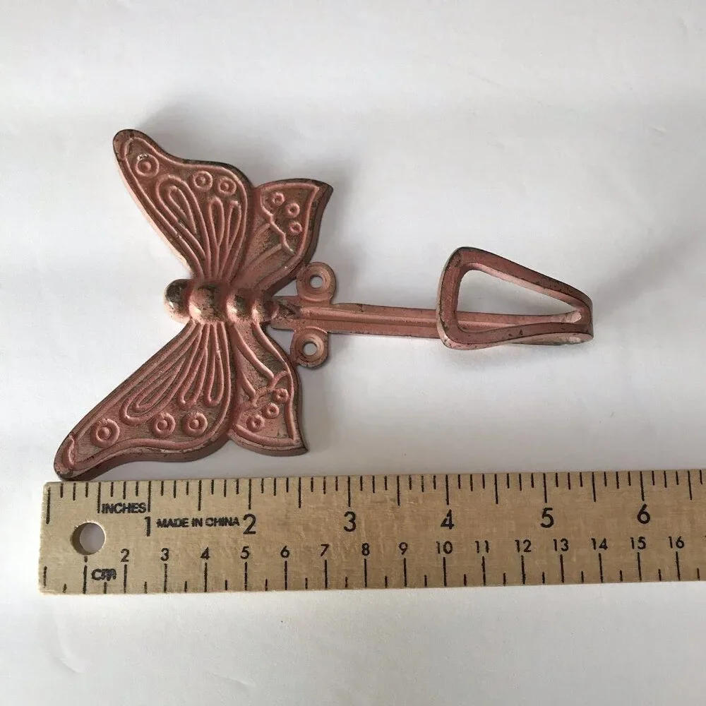 Vintage Cast Iron Wall Hook Decoration Butterfly Decor Victorian Fairy Rustic